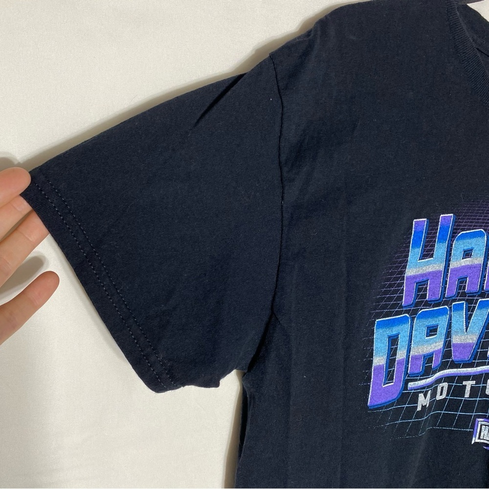 Harley-Davidson Edmonton Alberta Canada Black Blue Purple Graphic T-Shirt L - Picture 9 of 13